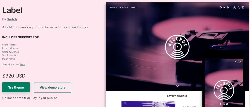 label - A Bold & Stunningly Beautiful Shopify Theme for Music