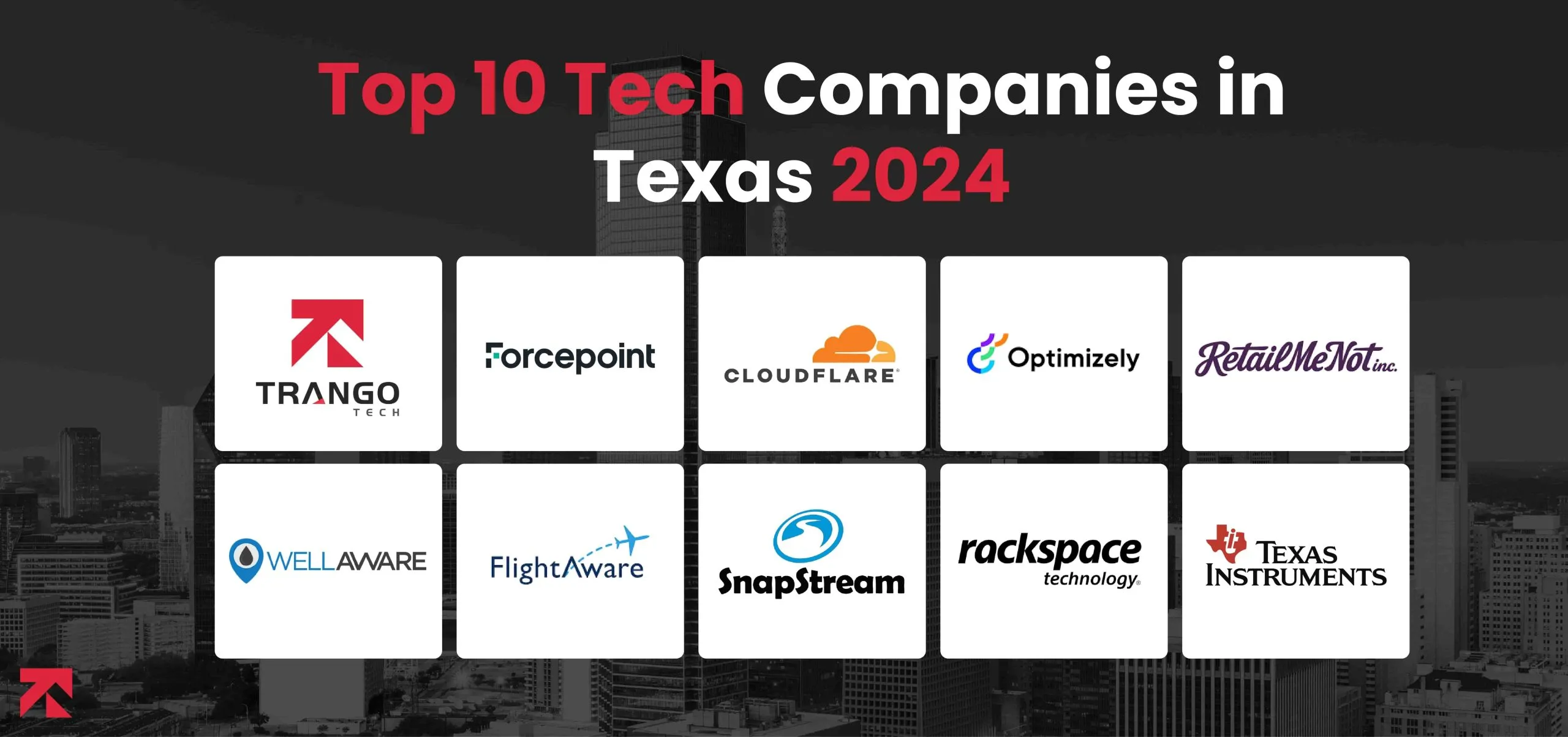 Infographic of Top 10 Tech Companies Texas in 2024