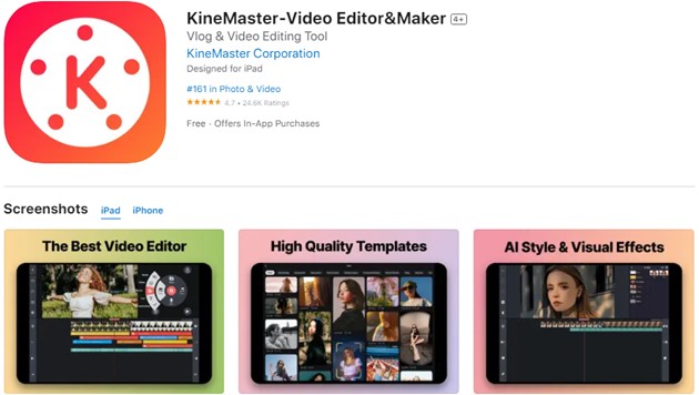playstore screenshot of kinemaster app
