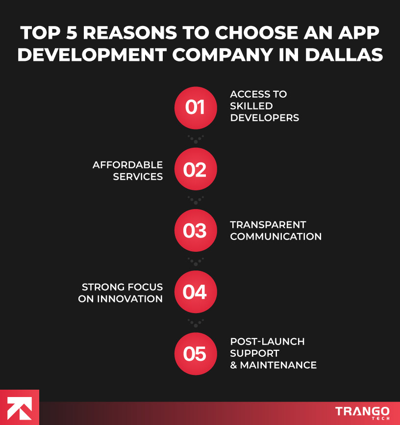infographic showing 5 reasons to choose an app development company