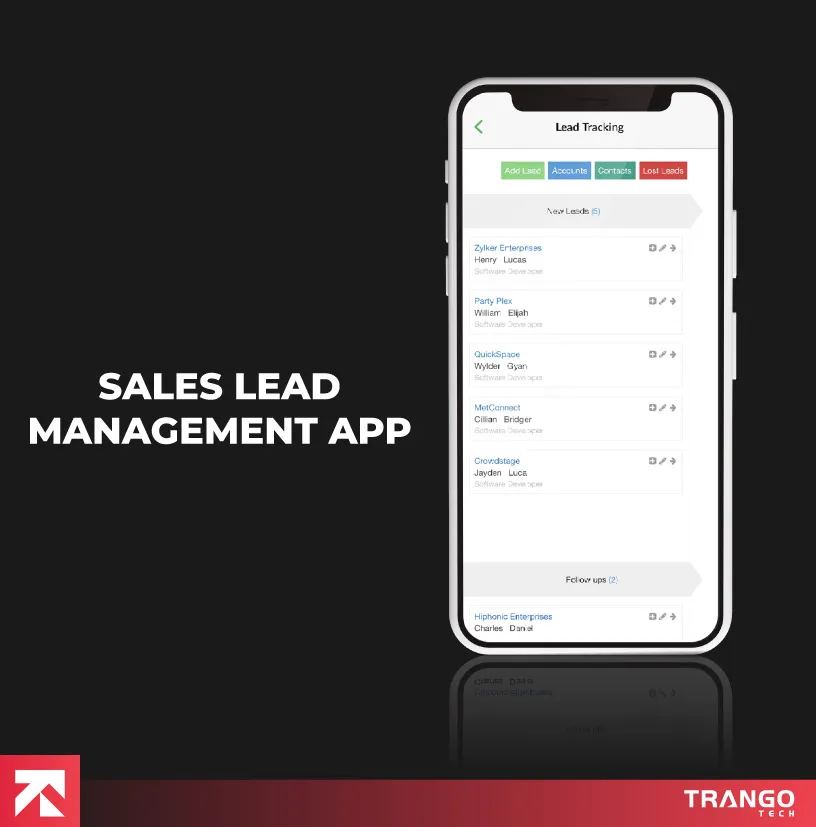 sales lead management app image. It is shown as one the power apps examples