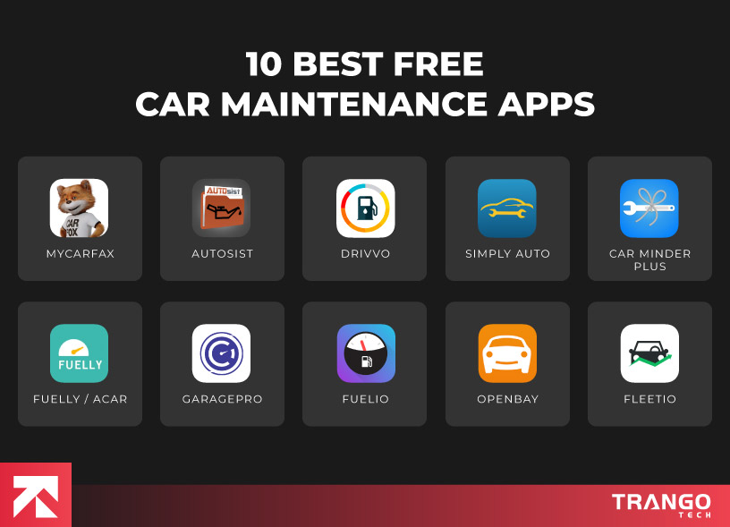 logos for 10 best car maintenance apps of all time