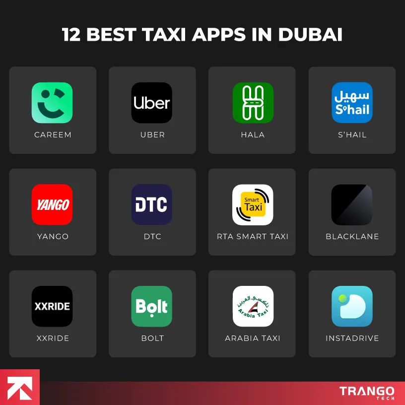 logos of best taxi apps in dubai