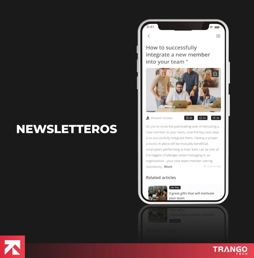 app screen of newsletterOS