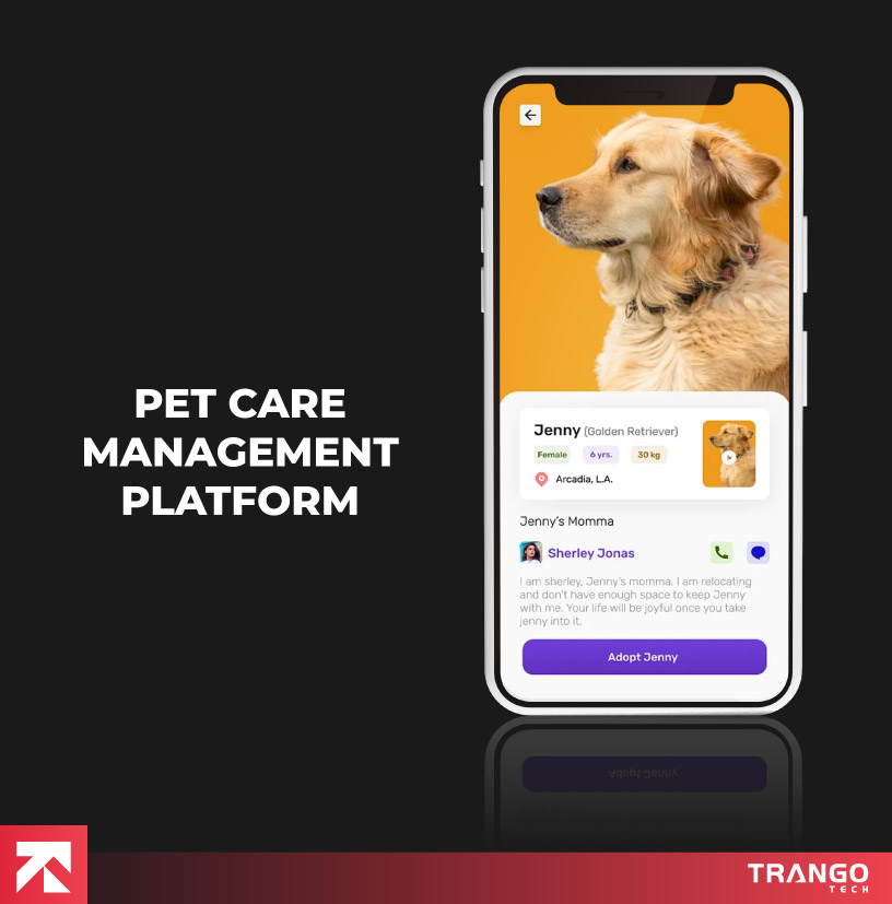 Pet Care Management Platform app screen