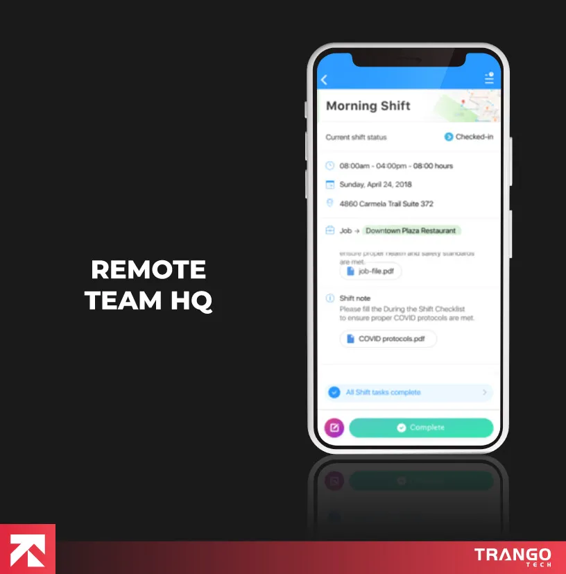 app screen of remote team HQ