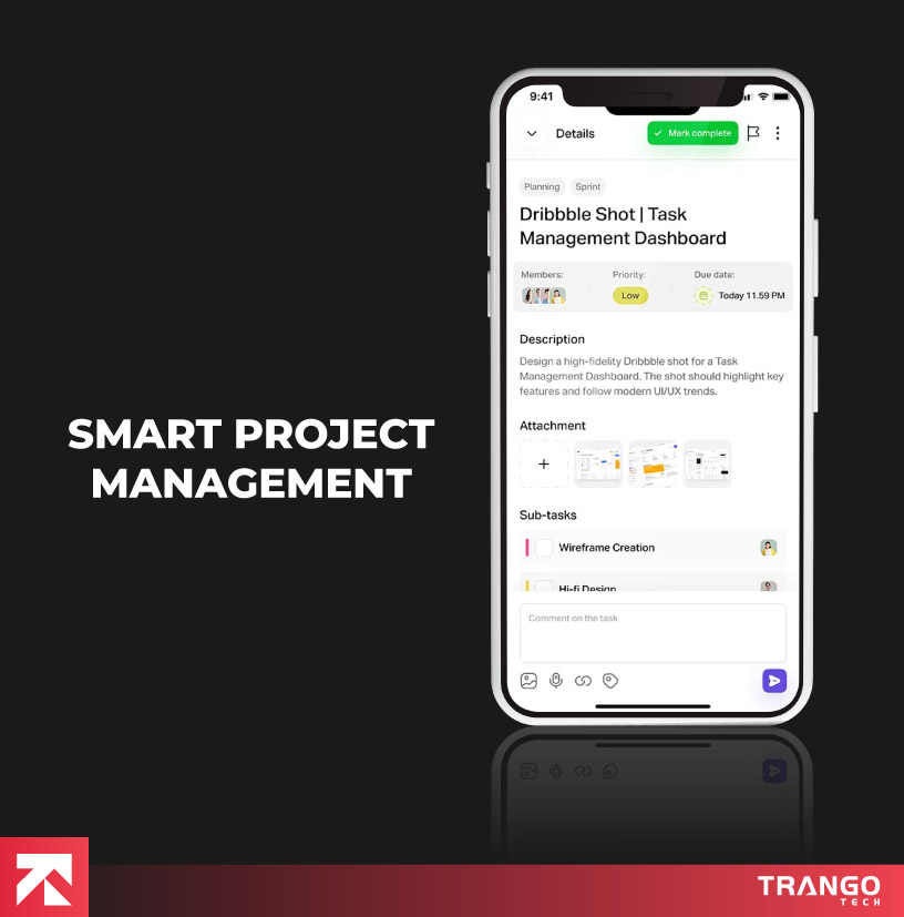 smart project management app screen