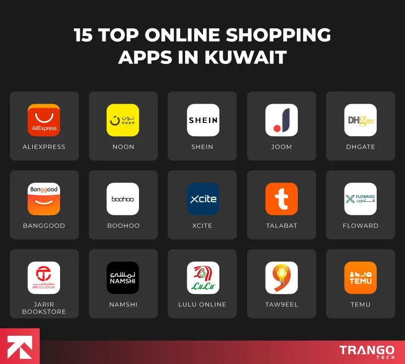logos of 15 kuwait online shopping apps