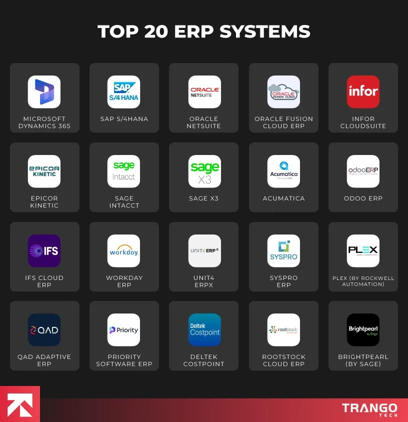 top 20 erp systems in 2025
