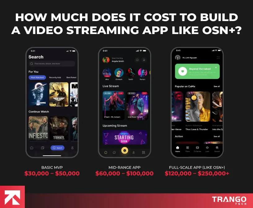 How Much Does It Cost to Build a Video Streaming App Like Osn+